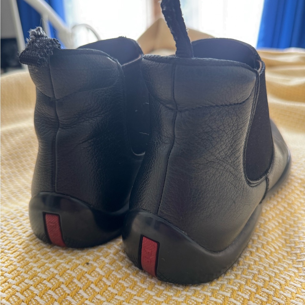 PRADA Chelsea Boots. Black Size 10 US Men. Textured Leather Made In Italy - Picture 9 of 10